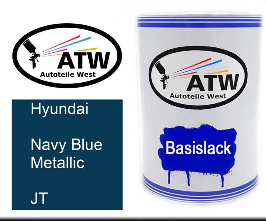 Hyundai, Navy Blue Metallic, JT: 500ml Lackdose, von ATW Autoteile West.